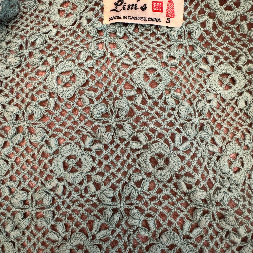Vintage Green Crochet Cardigan - S - Picture 3 of 3